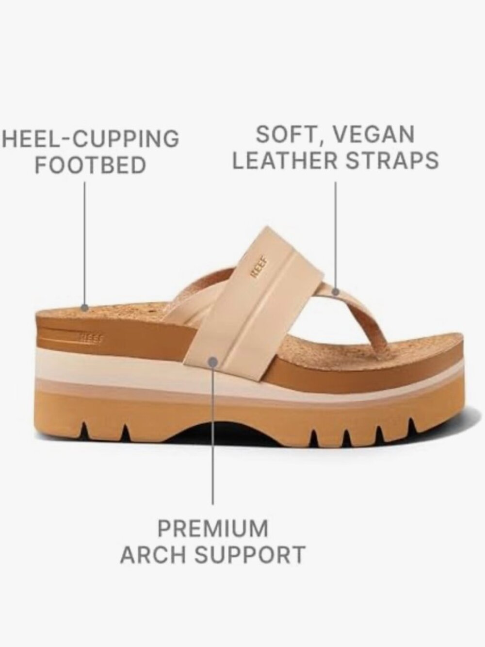 NEW! Reef Vista Higher Savanah Platform Thong Comfort Sandal In Seashell/Nude 5 - Picture 4 of 14